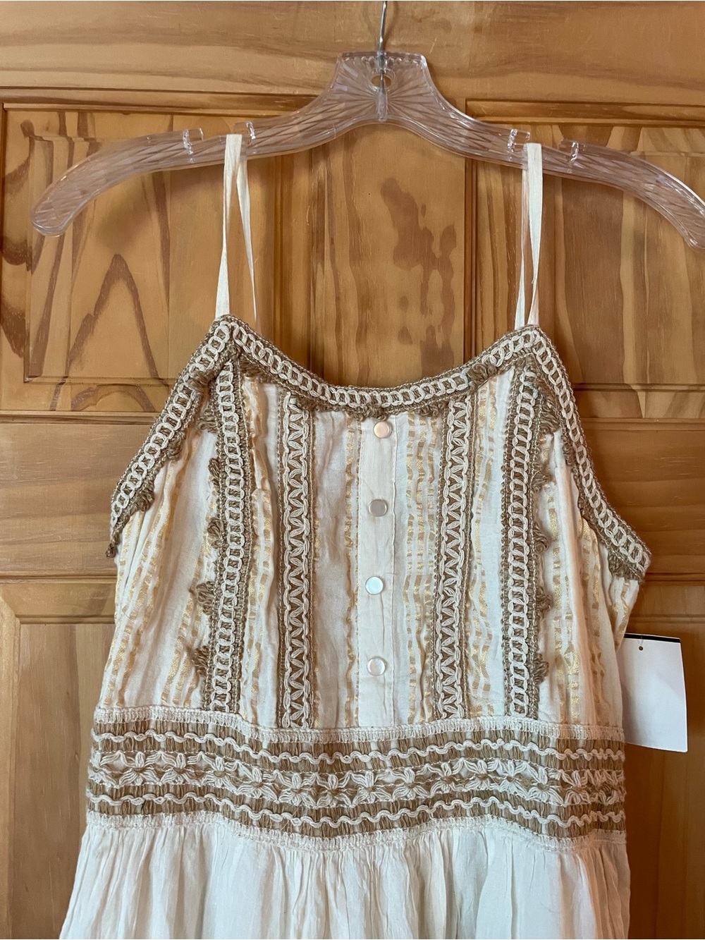 White Tiered Maxi Dress with Lace Trim - Picture 2 of 6